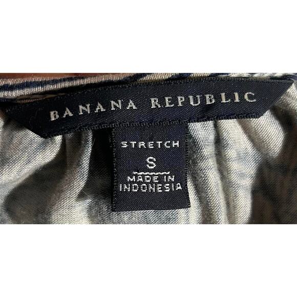 BANANA REPUBLIC Blue Print V-Neck 3/4 Sleeve Belted Rayon Blend Dress Womens S - Picture 6 of 8